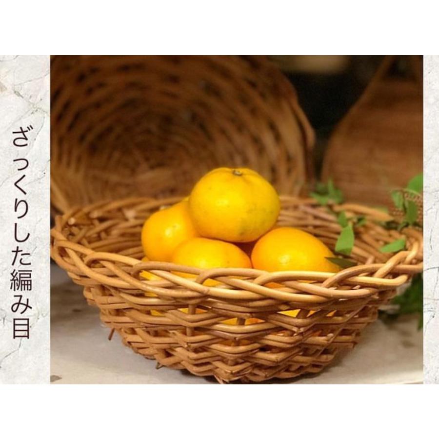 籐かご ナチュラルインテリア 丸型 フルーツバスケット ラタン