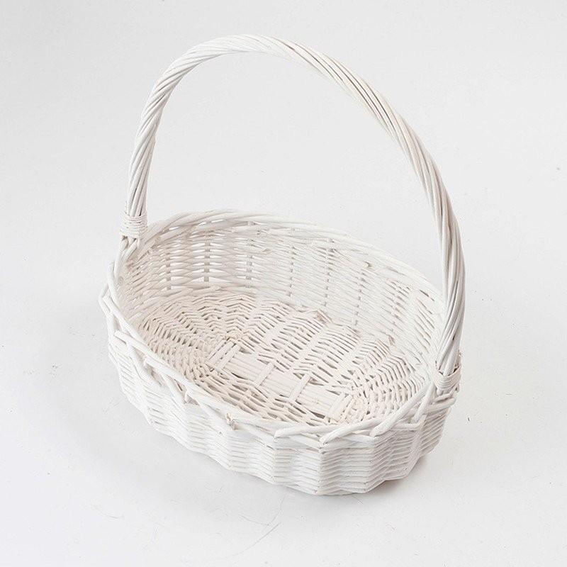 当社オリジナル品】ウェディングバスケット 柳 かご ホワイト 白 ワン