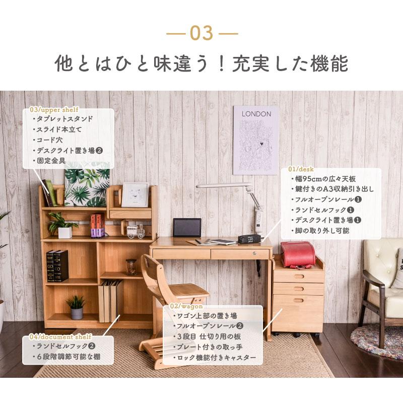 大商産業 学習デスク4点セット 勉強机 学習机 学習デスク 幅95cm 天然