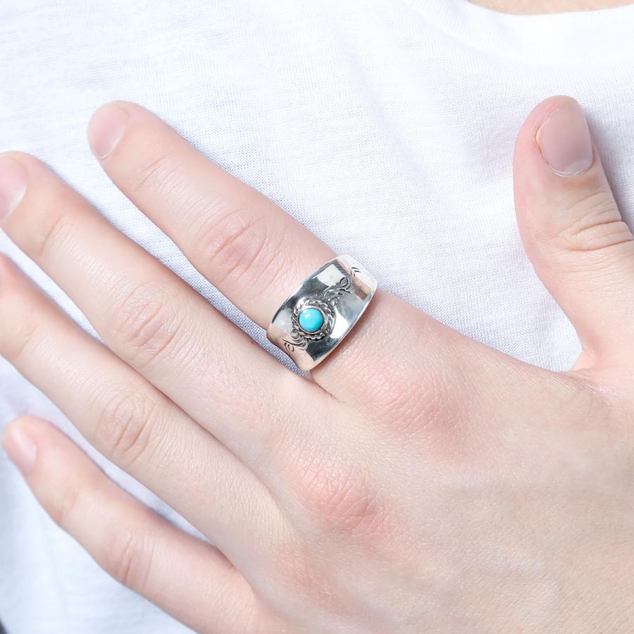 リング シルバー925 ターコイズ トルコ石 指輪 シンプル 上品 大人