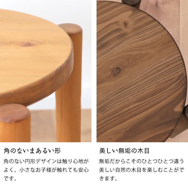 国産ひのき材を使用したスタッキング可能な木製スツール 2脚セット
