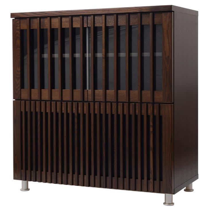 幅90cm 4マス キャビネット リビング収納 タモ材 天然木 完成品 日本製