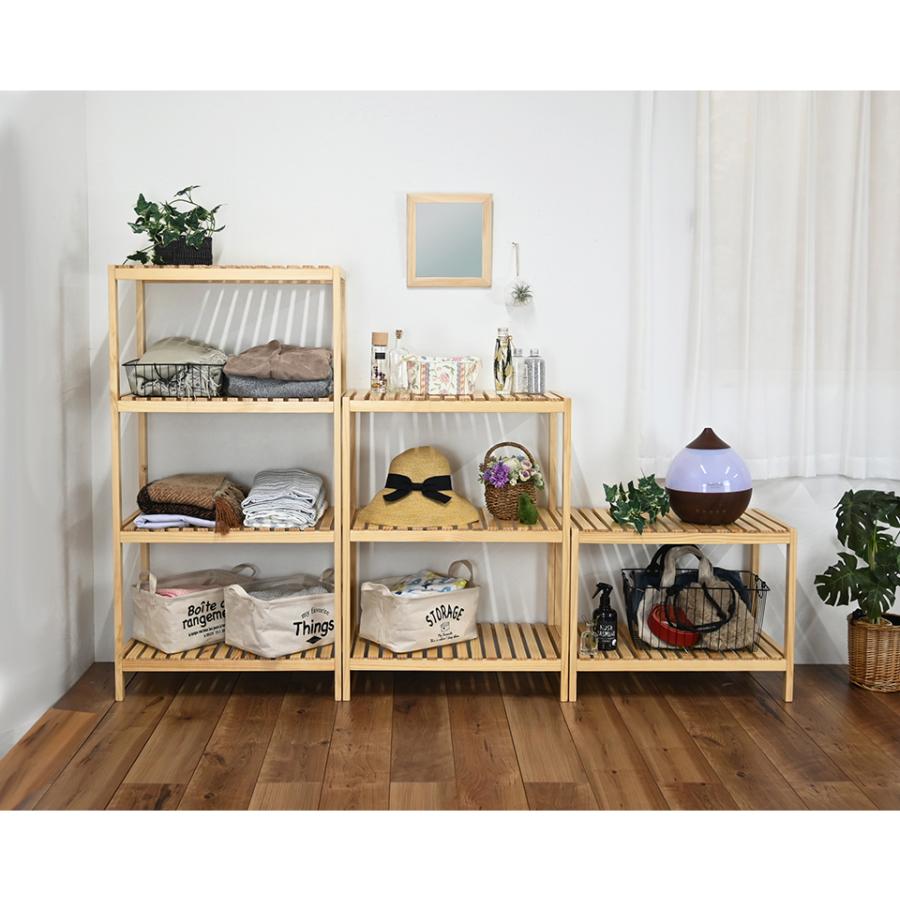 シェルフ 4段 幅60 天然木 ウッドラック オープンラック 棚 ナチュラル