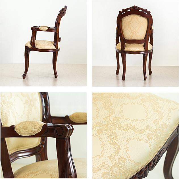 チェア 2脚セット 椅子 アンティーク 肘付き エレガント 猫脚チェア