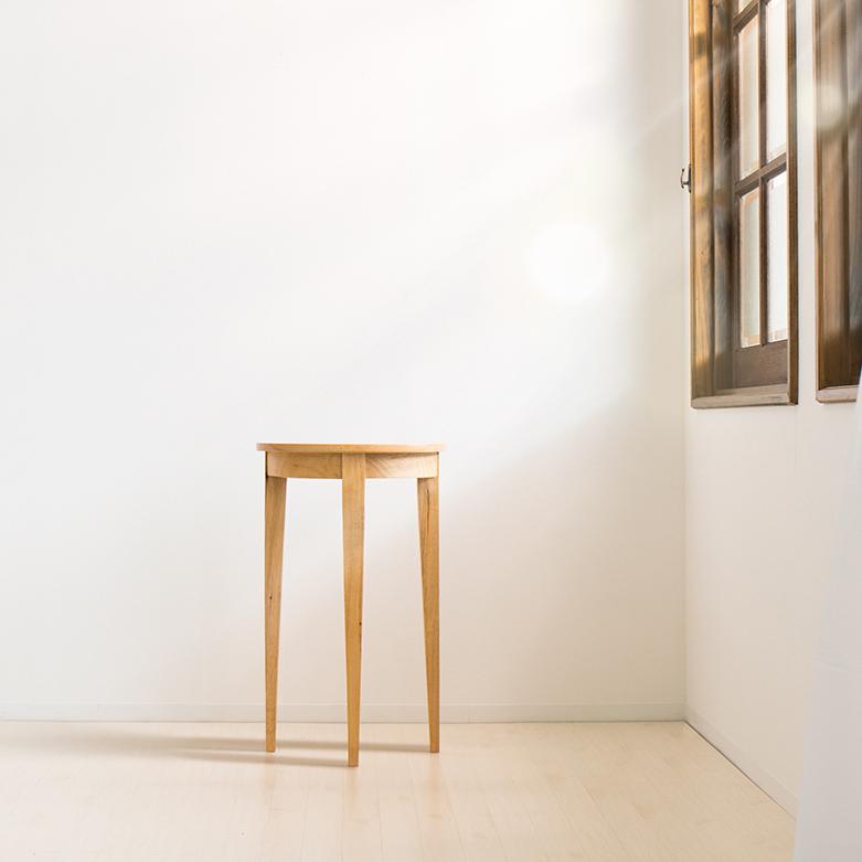 ゴールデン 半円コンソール 花台 フラワースタンド 黄金比 天然木 幅43