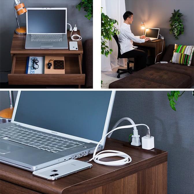 デスク 2台セット 幅60cm コンパクト 引出 コンセント付 ミニ 北欧