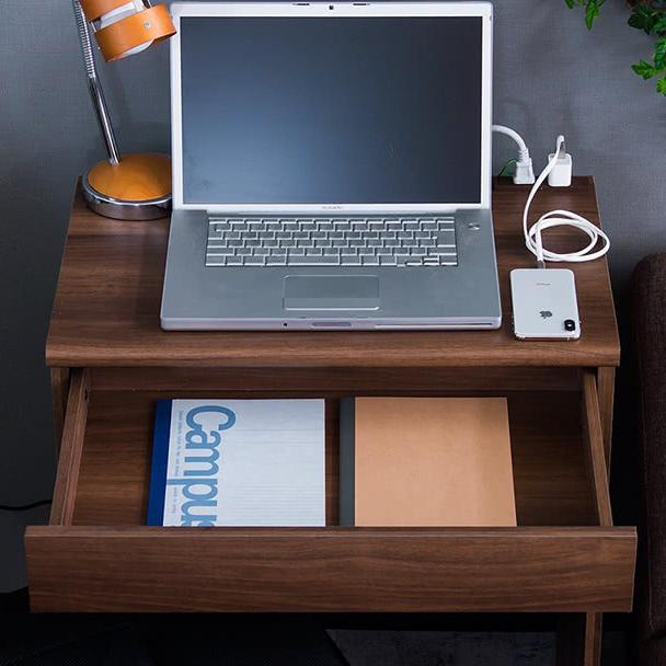 開梱組立設置 デスク 幅60cm 完成品 コンパクト 白 ブラウン 引出し