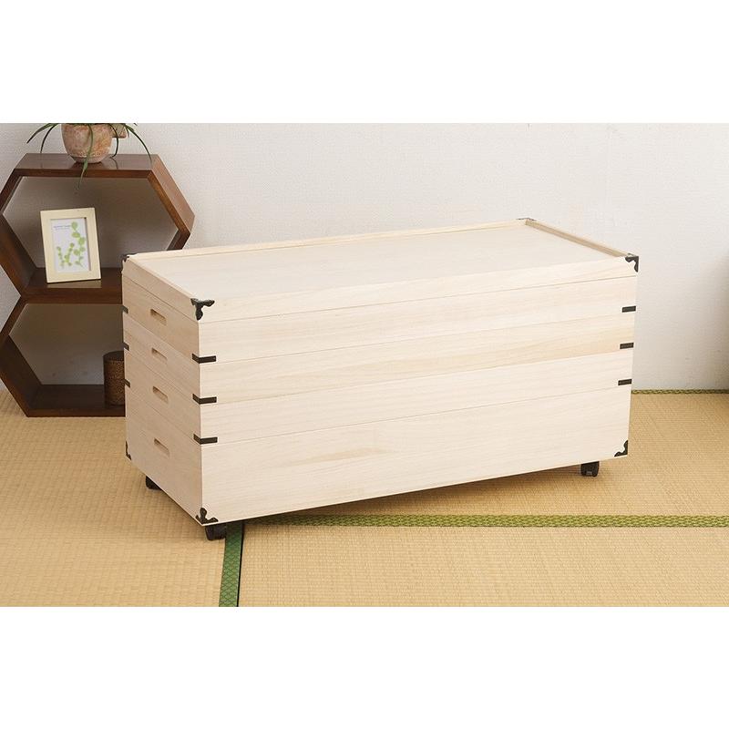 衣装箱 4段 桐 日本製 完成品 桐キャスター付き 和風 着物 収納 箪笥