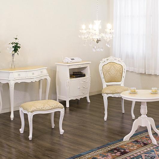 チェスト 白 姫家具 ヨーロピアン 猫脚 電話台 アンティーク風