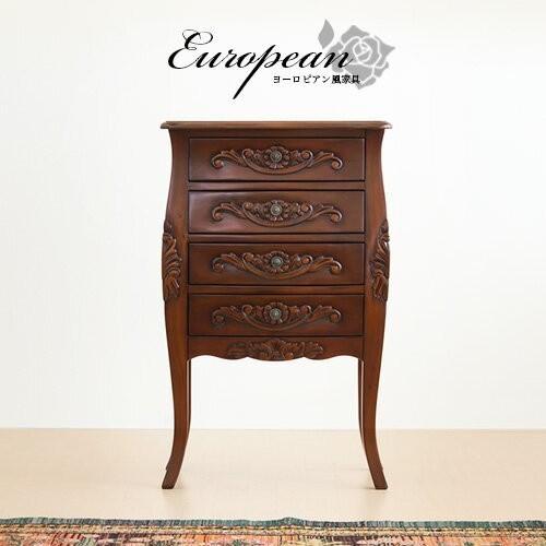 チェスト4段 ヨーロピアン調 アンティーク 猫脚 ネコ脚 ファックス台