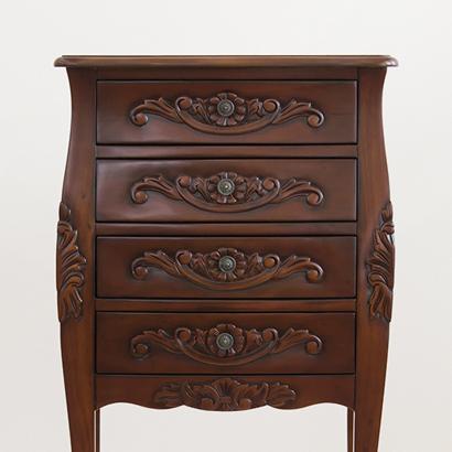 チェスト4段 ヨーロピアン調 アンティーク 猫脚 ネコ脚 ファックス台