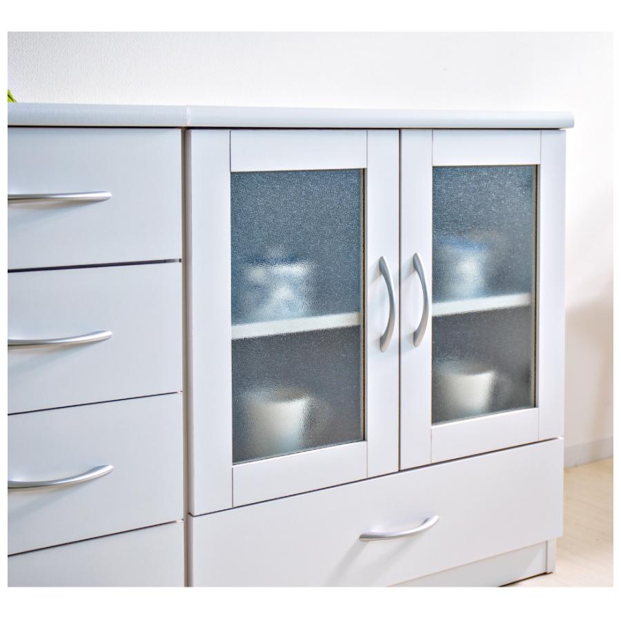 キャビネット ガラス扉 収納 食器棚 白 ホワイト 1人暮らし ブランコ