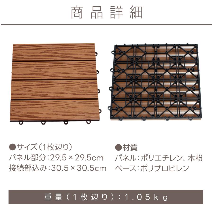 人工木 ウッドデッキ ウッドパネル タイルデッキ 27枚セット DIY 木目
