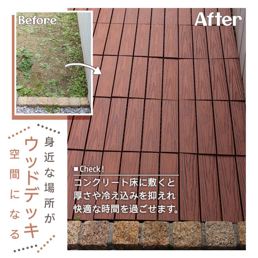 人工木 ウッドデッキ ウッドパネル タイルデッキ 27枚セット DIY 木目