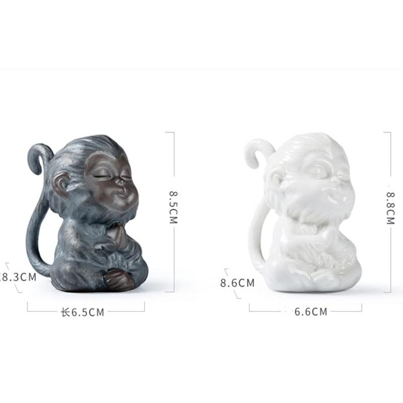 サル 陶器製 置物 悟空置物猿像中国風水風水装飾セラミック芸術茶