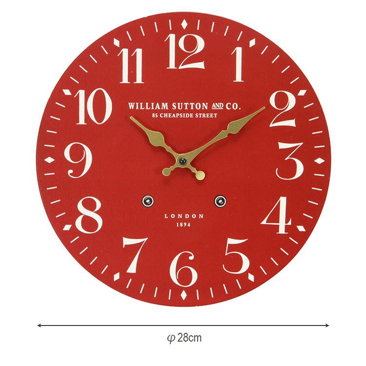 不二貿易（Fuji Boeki） 掛け時計 レトロ おしゃれ 赤 ロンドン 直径