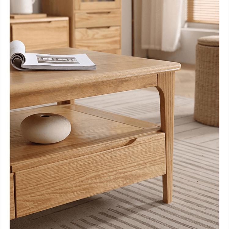 幅120m」センターテーブル ローテーブル 収納 引き出し オーク材 天然