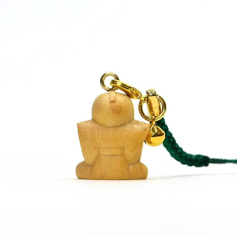 木彫り 柘植根付・携帯ストラップ 【福助（ふくすけ）】 〜幸福を招く