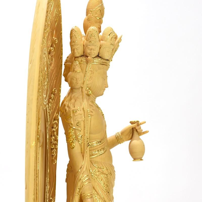 木彫仏像 【十一面観音菩薩立像】 桧木 切金仕上げ 立9.0寸 総高61cm