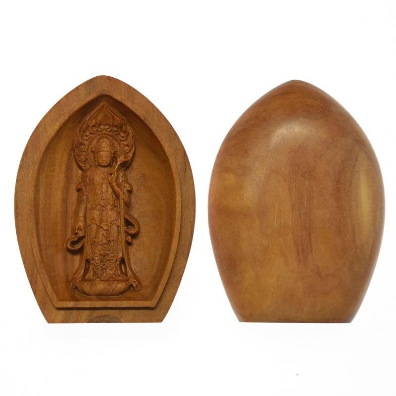 木彫り仏像 香合仏/懐中仏 【聖観音菩薩立像】 白檀（びゃくだん