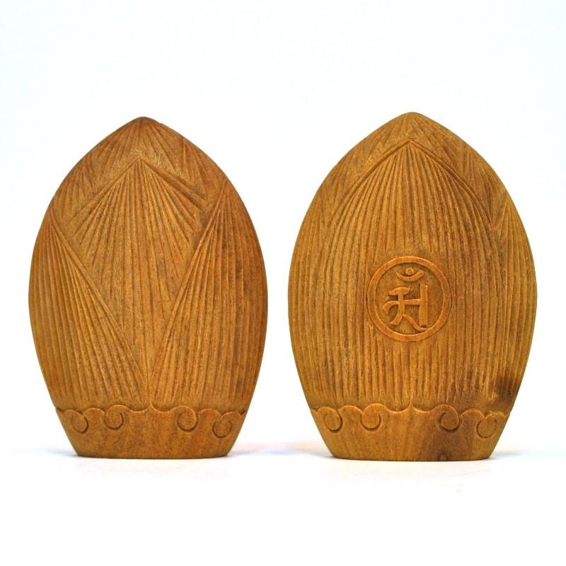 木彫り仏像 蓮型懐中仏/香合仏 【普賢菩薩】 干支お守り本尊・辰年/巳