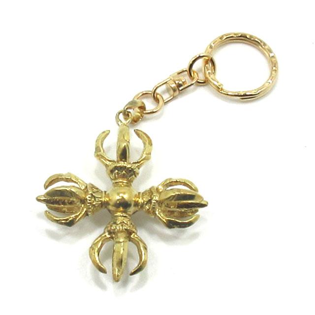 チベット密教 法具 カツマ 羯磨 金剛杵 十字 五鈷杵 キーホルダー