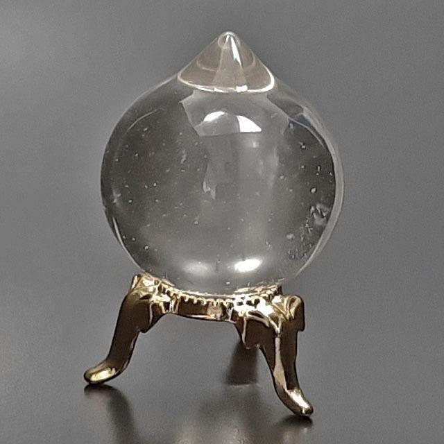 宝珠 天然水晶 摩尼宝珠 水晶宝珠 約3cm前後 うっすらシトリン 台座