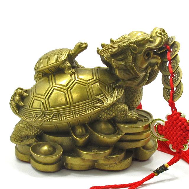 龍亀 ロングイ 大 銅製 ろんぐい 置物 最大長さ14cm 十帝銭 龍 亀