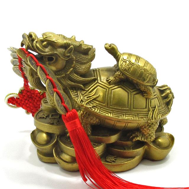 龍亀 ロングイ 大 銅製 ろんぐい 置物 最大長さ14cm 十帝銭 龍 亀