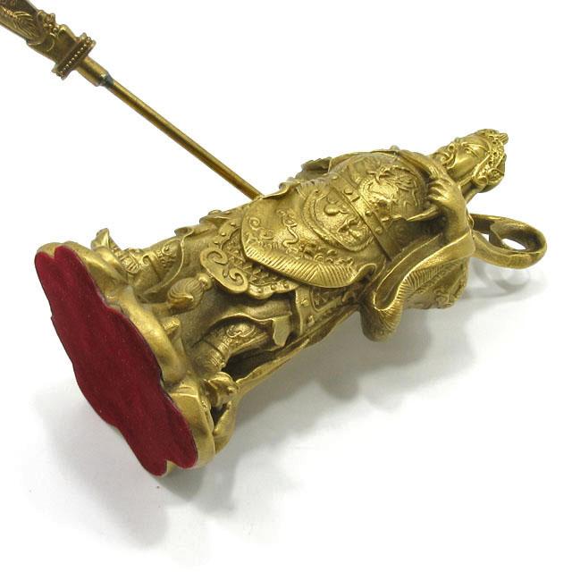 風水 財神 関羽公 銅製 置物 立像 関羽雲長 大サイズ 高さ約18cm 最