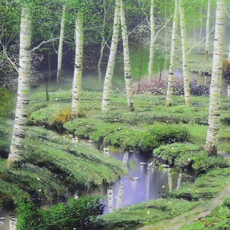 絵画 油絵 白樺林 （早瀬遼） 【肉筆】【油絵】【日本の風景】【10号