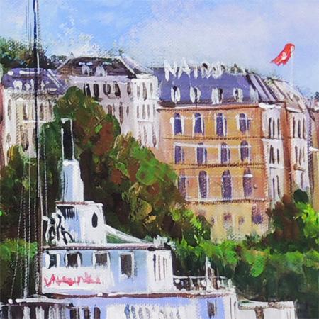 絵画 油絵 ルツェルン（スイス） （藤原英信） 【肉筆】【油絵】【外国