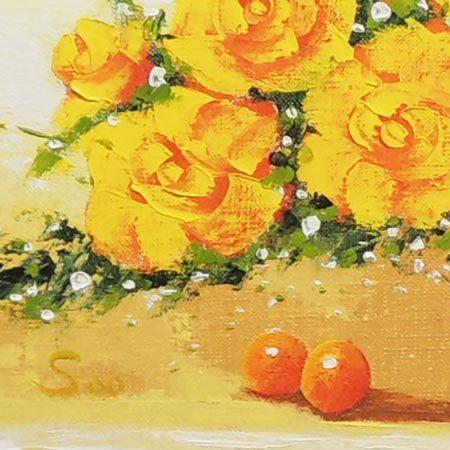 絵画 油絵 黄色いばら （SOO） 【肉筆】【油絵】【花】【横長