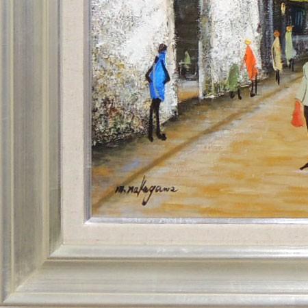 絵画 油絵 モンマルトルの広場 カフェテラス F30号 （中川まり子