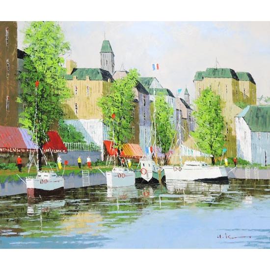 絵画 油絵 オンフルール F20号 （黒沢久） 【肉筆】【油絵】【外国の