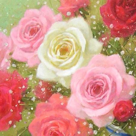 絵画 油絵 ばら F20号 （日野皖） 【肉筆】【油絵】【花】【大型絵画