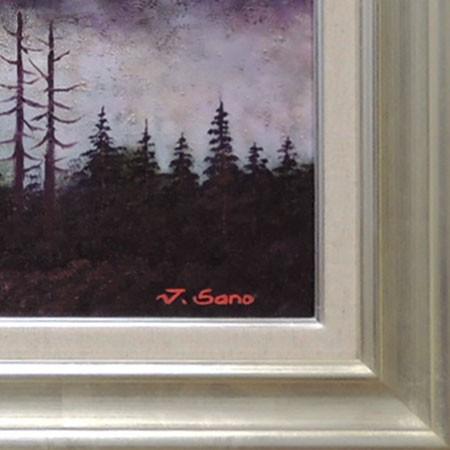 絵画 油絵 富士に鶴（赤富士） F20号 （佐野次郎） 【肉筆】【油絵