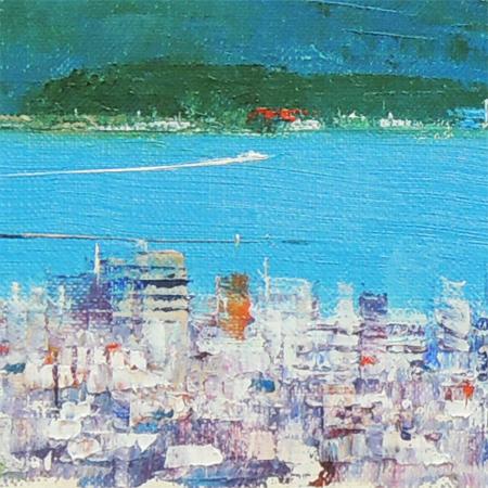 絵画 油絵 桜島 （小林幸三） WF3号 【海・山】【肉筆】【油絵】【横長