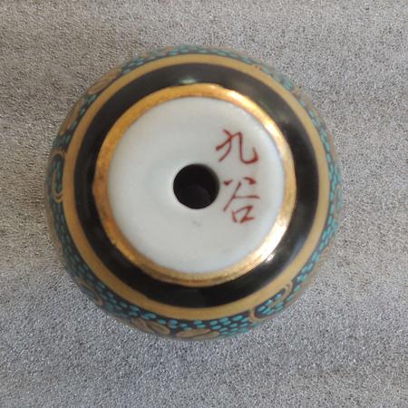 掛け軸小物 高級風鎮 青粒鉄仙（九谷焼）（化粧箱入り） （掛軸