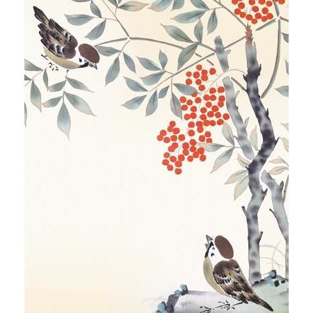 掛け軸 南天に雀 (田村竹世) 掛軸 : 掛け軸・絵画の専門店 掛軸堂画廊