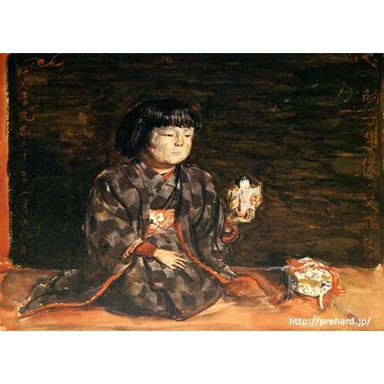 岸田劉生 絵画 麗子座像 F6号 【複製】【美術印刷】【世界の名画】【6