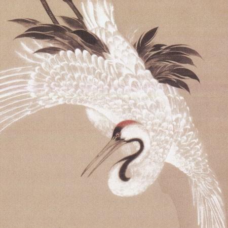 伊藤若冲 絵画 白鶴図 浪に鶴 【複製】【美術印刷】【巨匠】【変型特寸