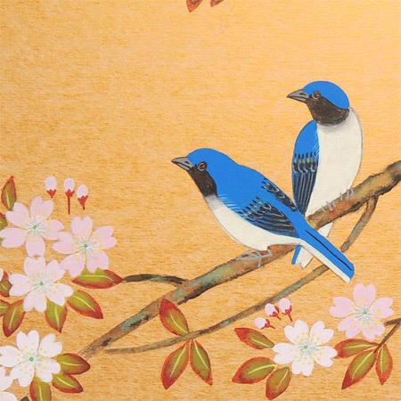 絵画 桜に瑠璃鳥 (三宅和光) 【肉筆】【桜絵】【日本画】【花】【6号