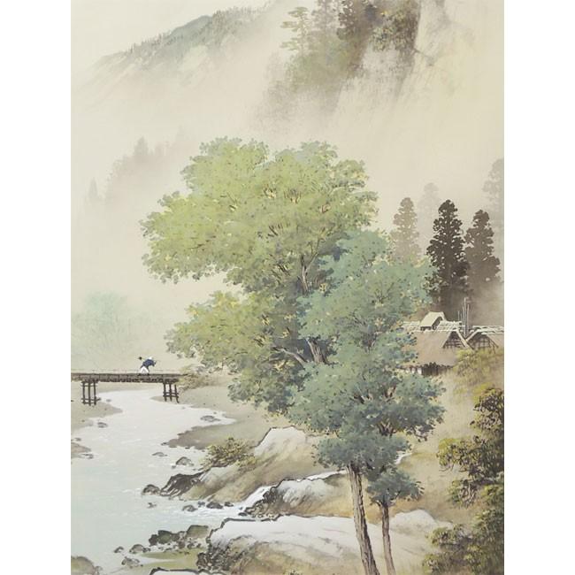 掛け軸 彩色山水 (小島光径) ※即納※ 【掛軸】【一間床・半間床】【山水