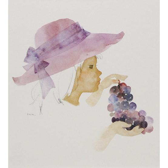 いわさきちひろ 絵画 ぶどうを持つ少女 アートポスター 送料無料