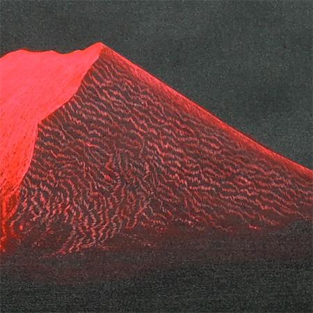 絵画 油絵 渡辺ムサシ 【赤富士】（P6号） 【肉筆】【油絵】【富士