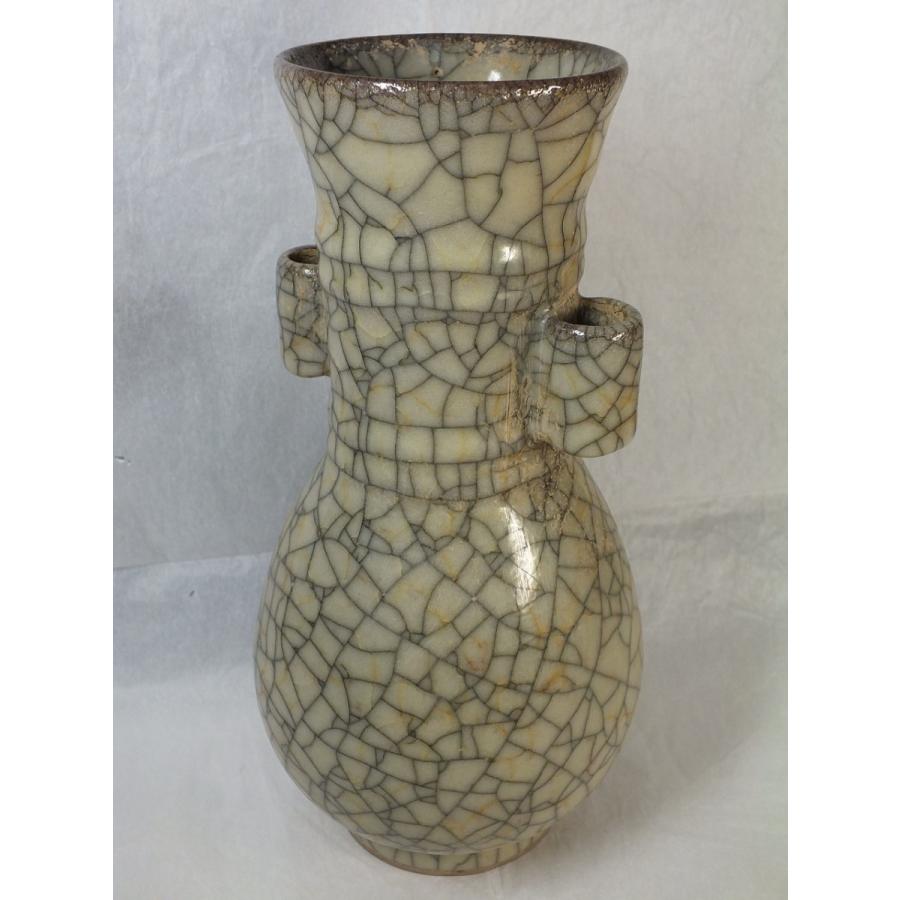 中国骨董品】哥窯（かよう）耳付広口瓶240mm : 龍香堂ストア