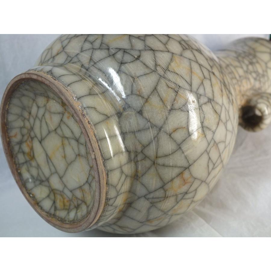 中国骨董品】哥窯（かよう）耳付広口瓶240mm : 龍香堂ストア