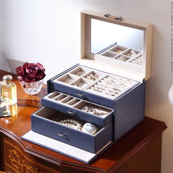 アクセサリーケース ジュエリーボックス 鏡付き ミラー ピアス 指輪