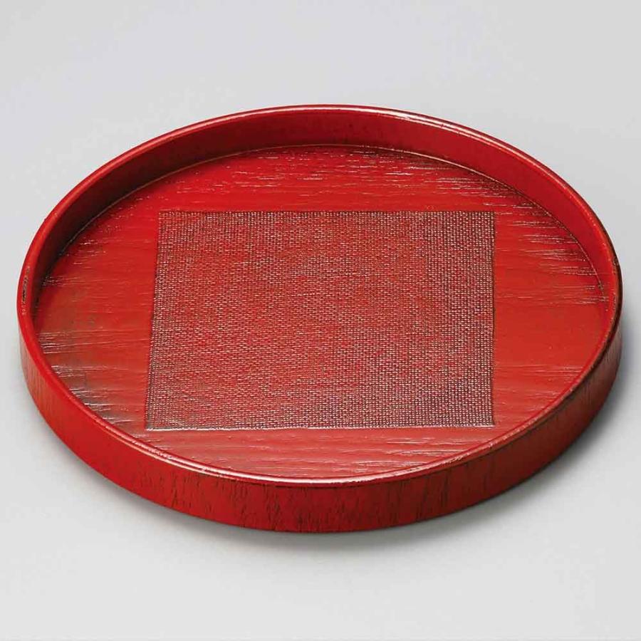 茶道具 おぼん 阿瀬根来飛鳥布着せ丸盆 漆器 天然木 トレー 赤 : 華成